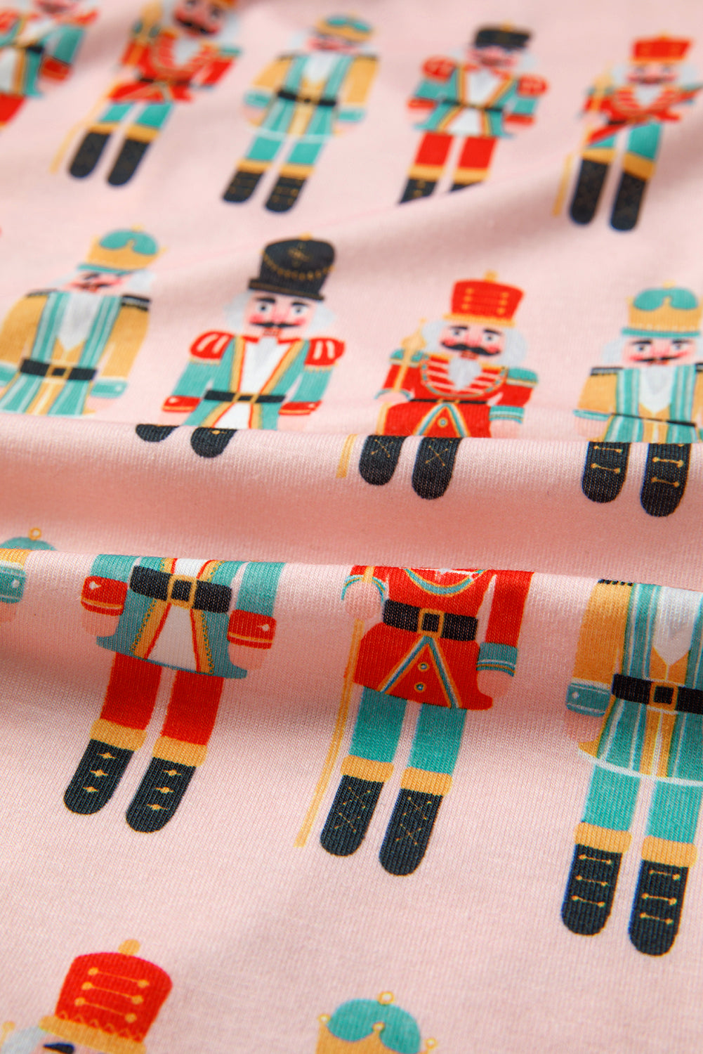 Pink Nutcracker Long Sleeve Button Up Pajama Short Set