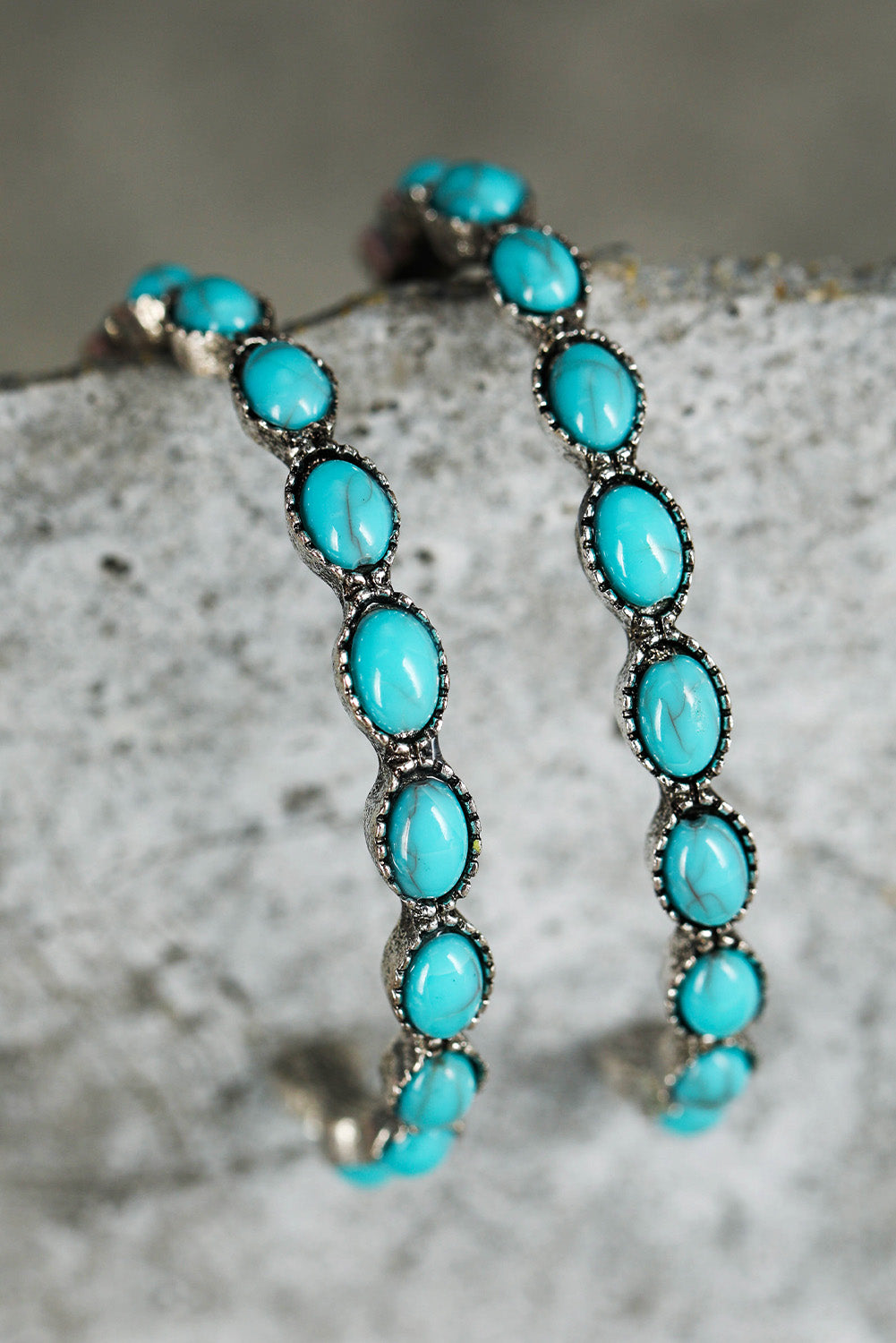 Sky Blue Gem Retro C-shape Earrings