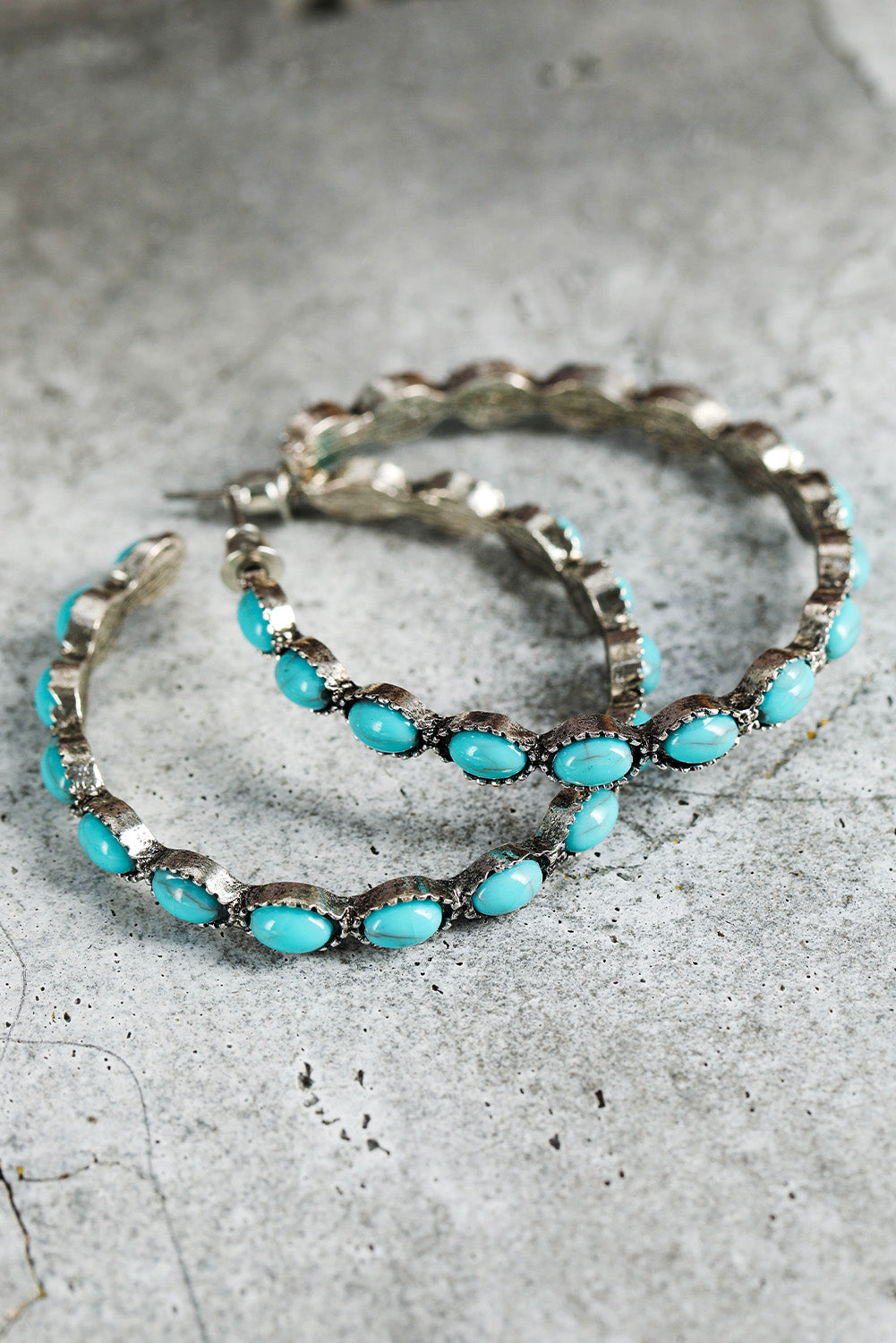 Sky Blue Gem Retro C-shape Earrings