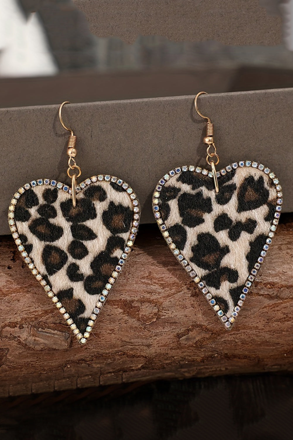 Bling Leopard Print Heart Earrings