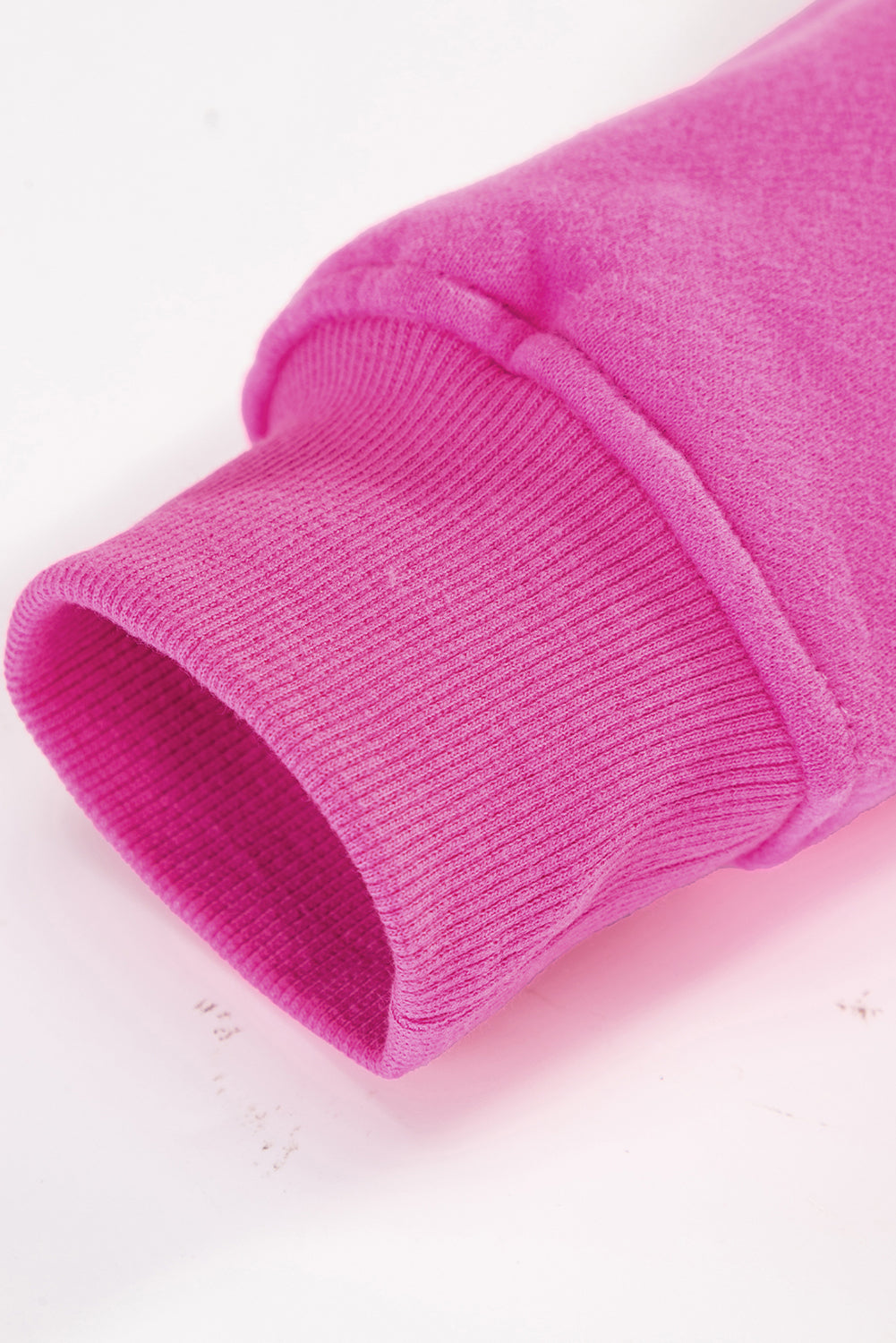 Pink Colorblock Drop Shoulder Ribbed Trim Sweatshirt