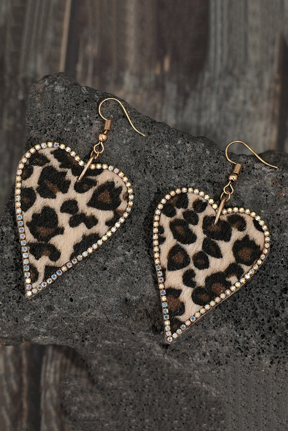 Bling Leopard Print Heart Earrings