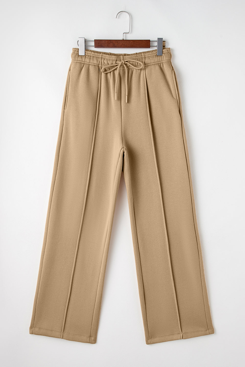 Smoke Gray Exposed Seam Drawstring Wide Leg Pants