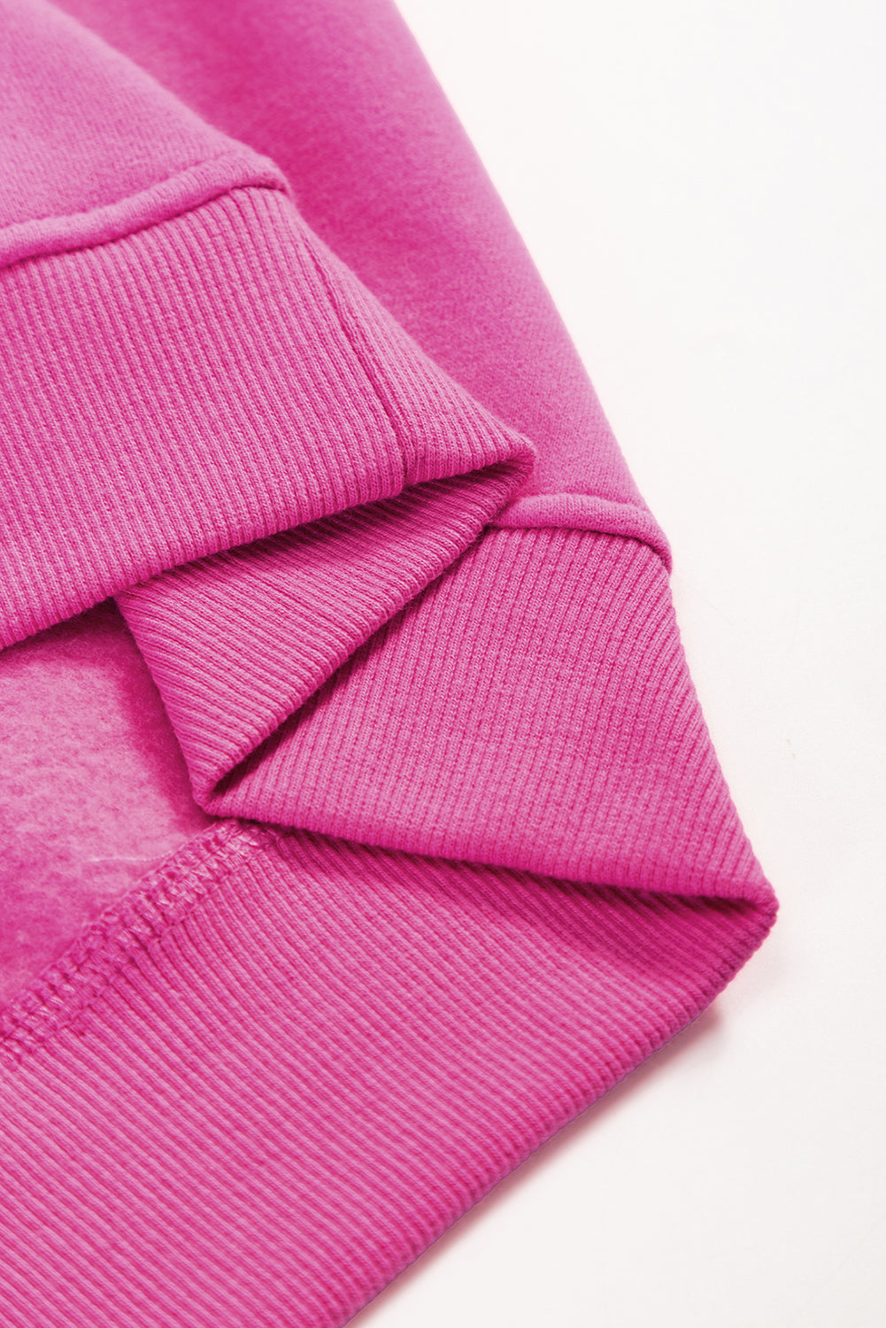 Pink Colorblock Drop Shoulder Ribbed Trim Sweatshirt