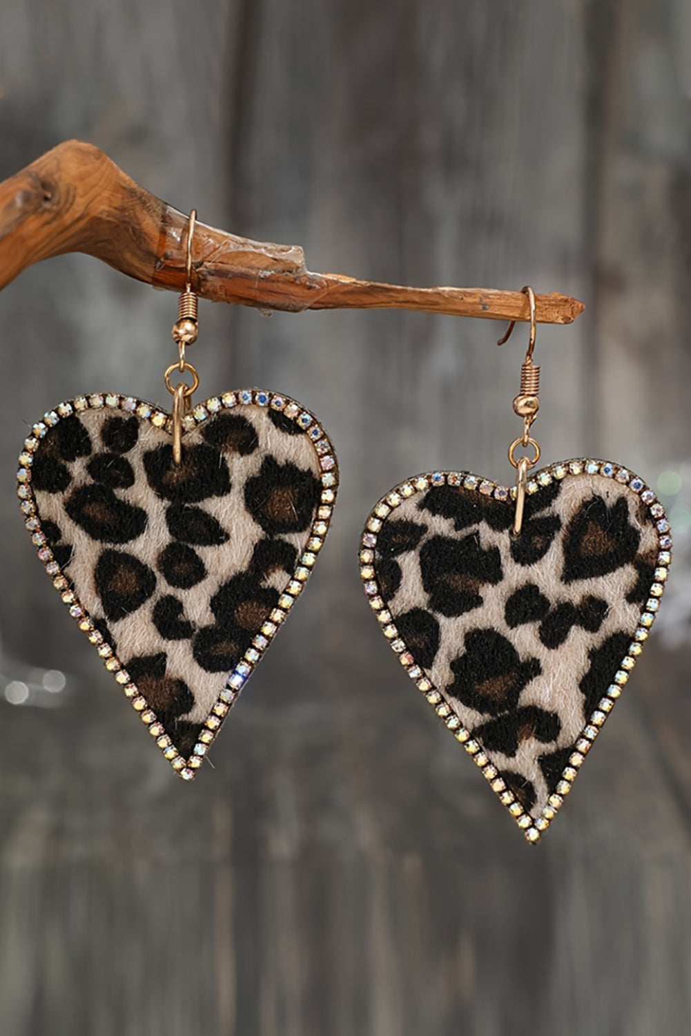 Bling Leopard Print Heart Earrings