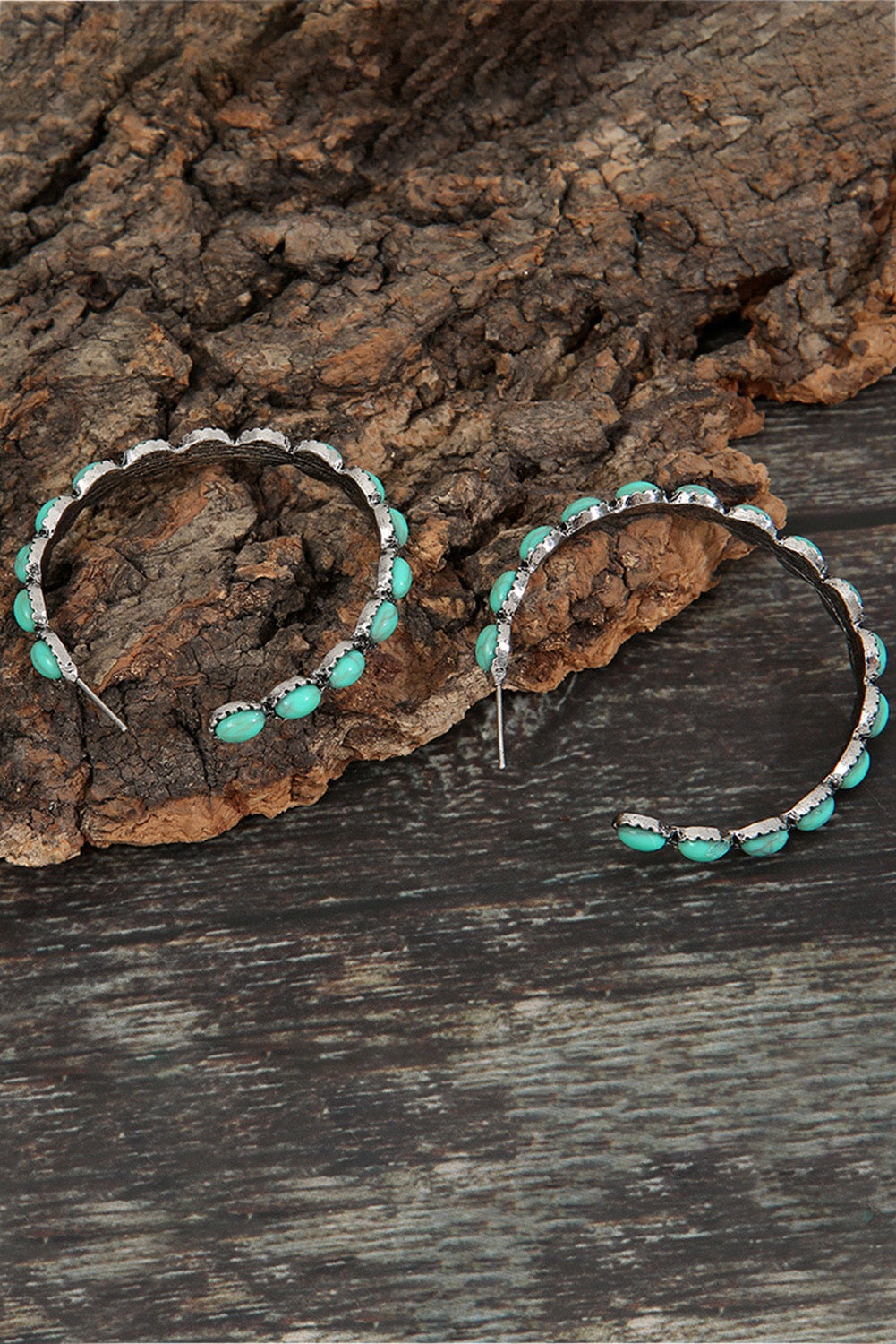 Sky Blue Gem Retro C-shape Earrings