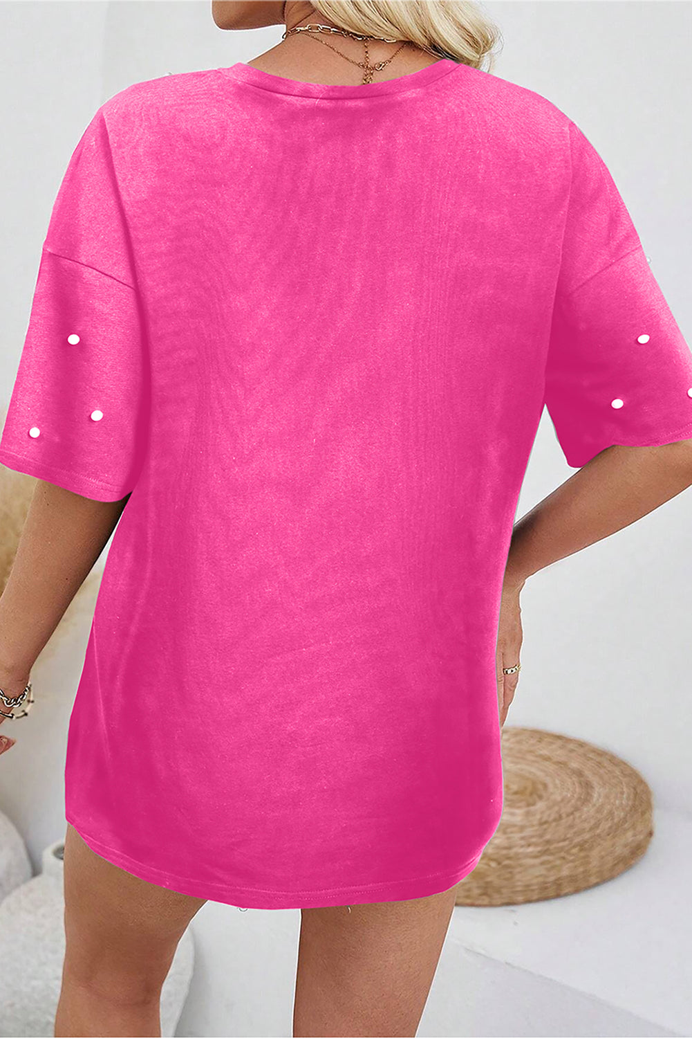 Pearl Beaded Drop Shoulder T-Shirt