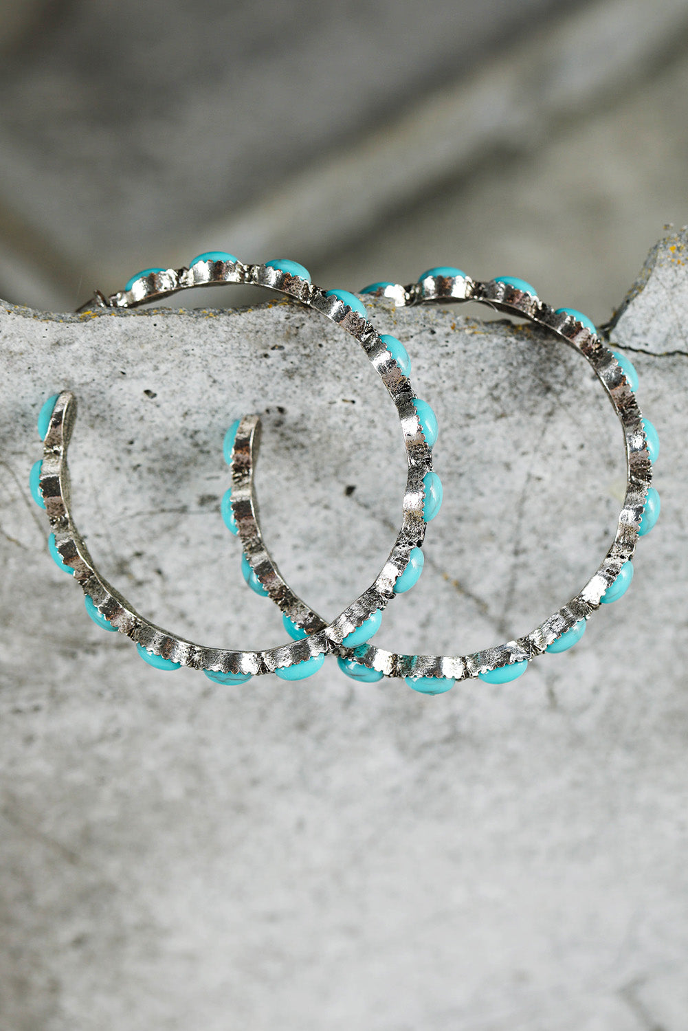 Sky Blue Gem Retro C-shape Earrings