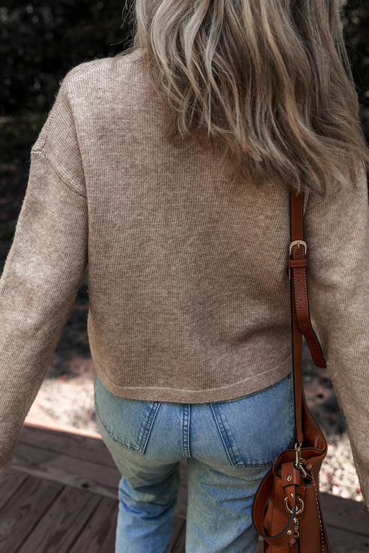 Gray Dot Detail Drop Shoulder Sweater