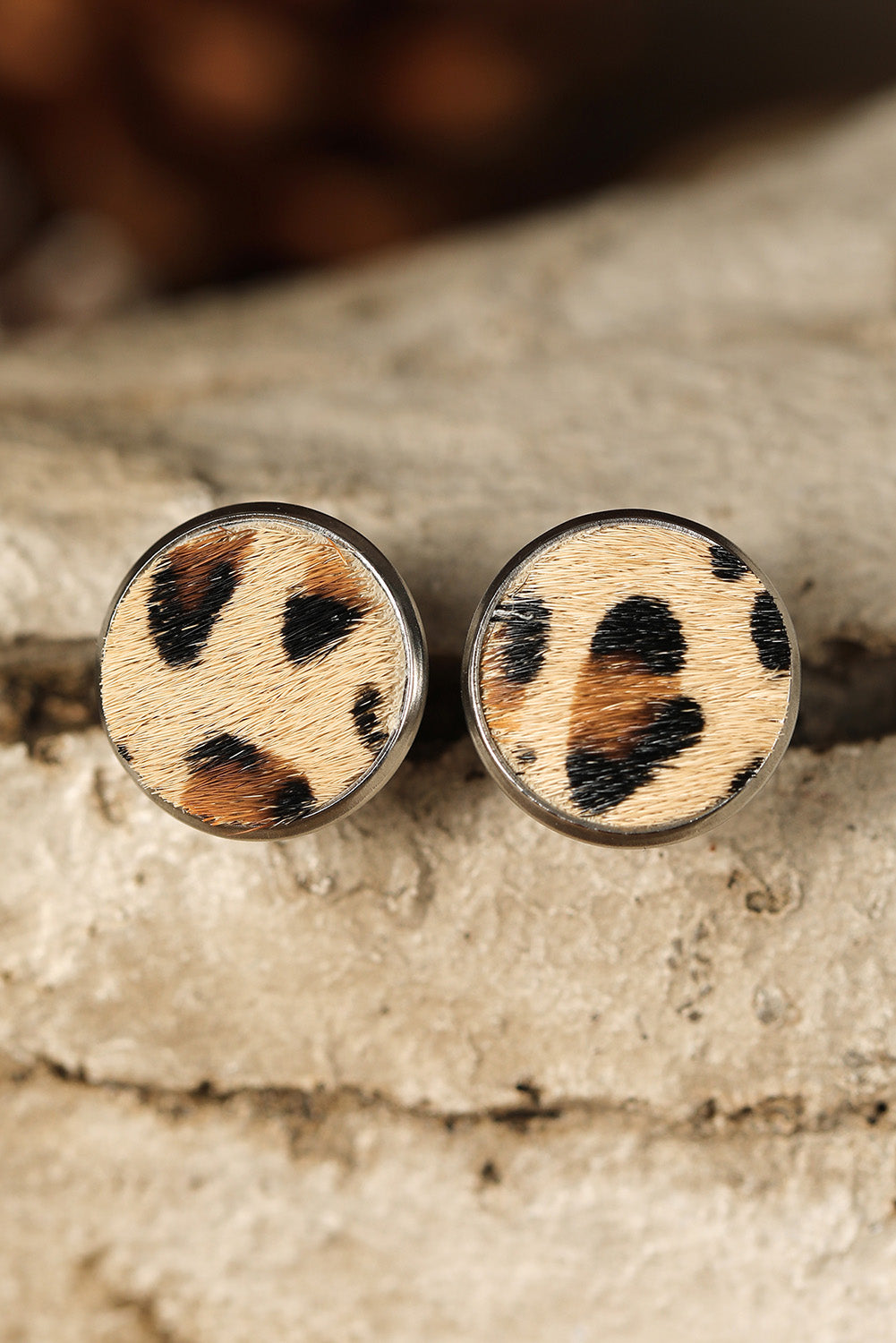 Brown Leopard Stud Earrings