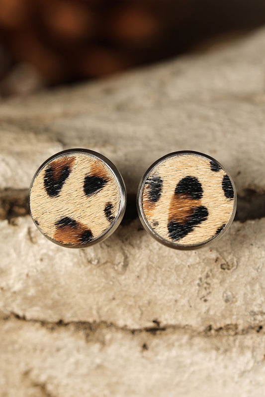 Brown Leopard Stud Earrings
