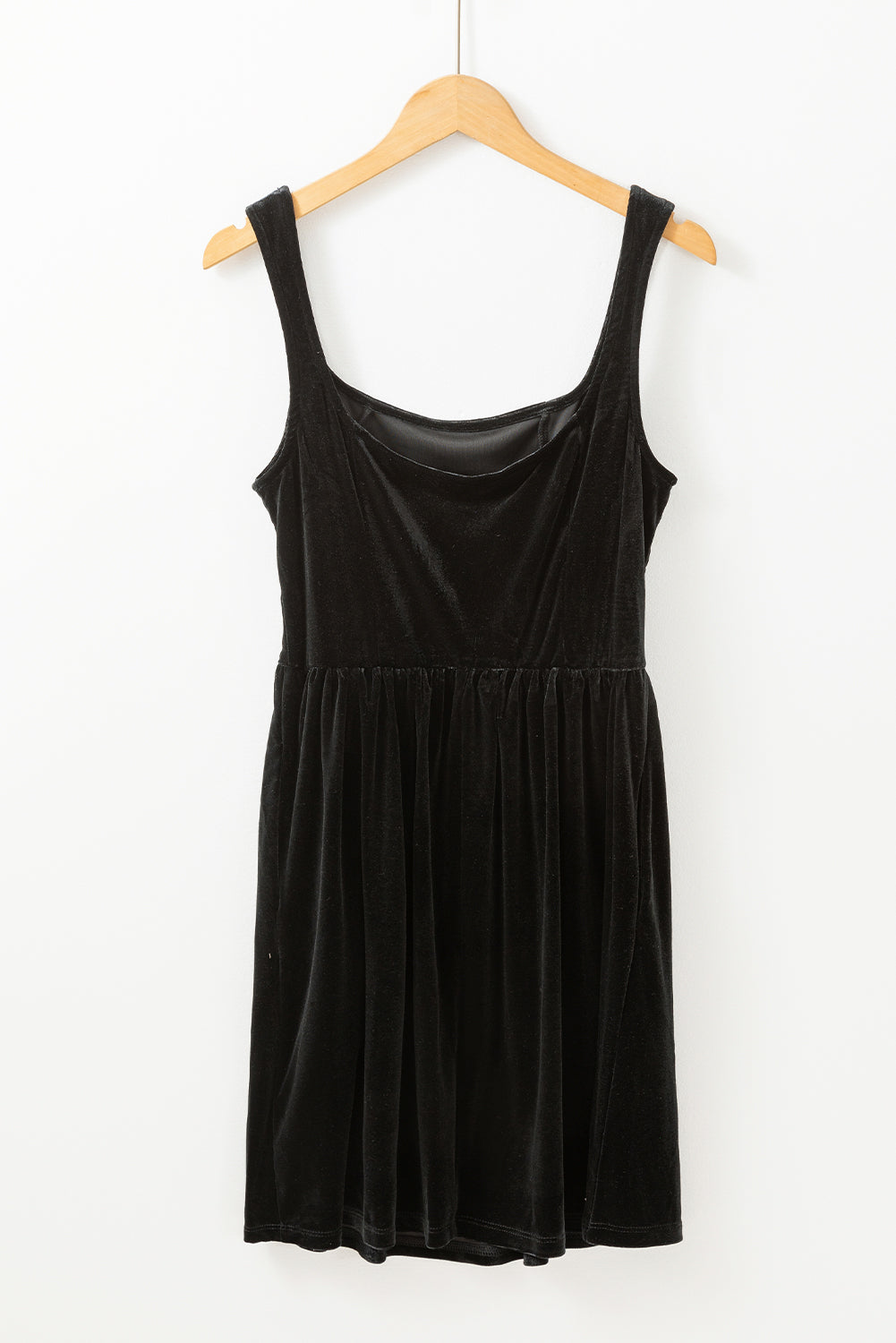 Black Velvet Square Neck Sleeveless Mini Dress